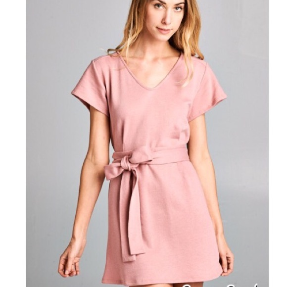 ◾️Sale Mauve Tie detail dress - Picture 3 of 4